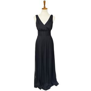 J.Crew 100% Silk Heidi Maxi Pleated V-Neck Dress Gown Size 4